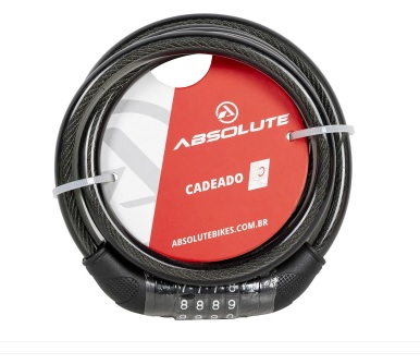 Cadeado Absolute 1.85m x 12mm Espiral Segredo – preto